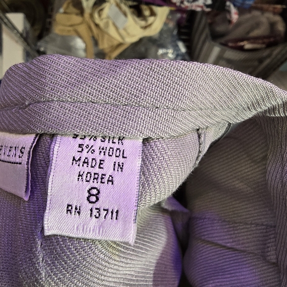 Sz 8 NWT VALERIE STEVENS Sage 95% SILK Wide Leg Pleated & Cuffed Pants 14"Waist - Picture 3 of 11